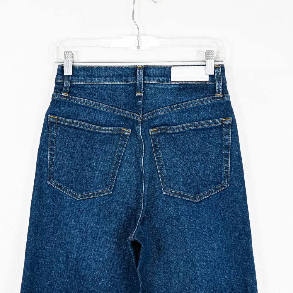 RE/DONE 70s Ultra High Rise Wide Leg Denim Jeans blue wash size 26